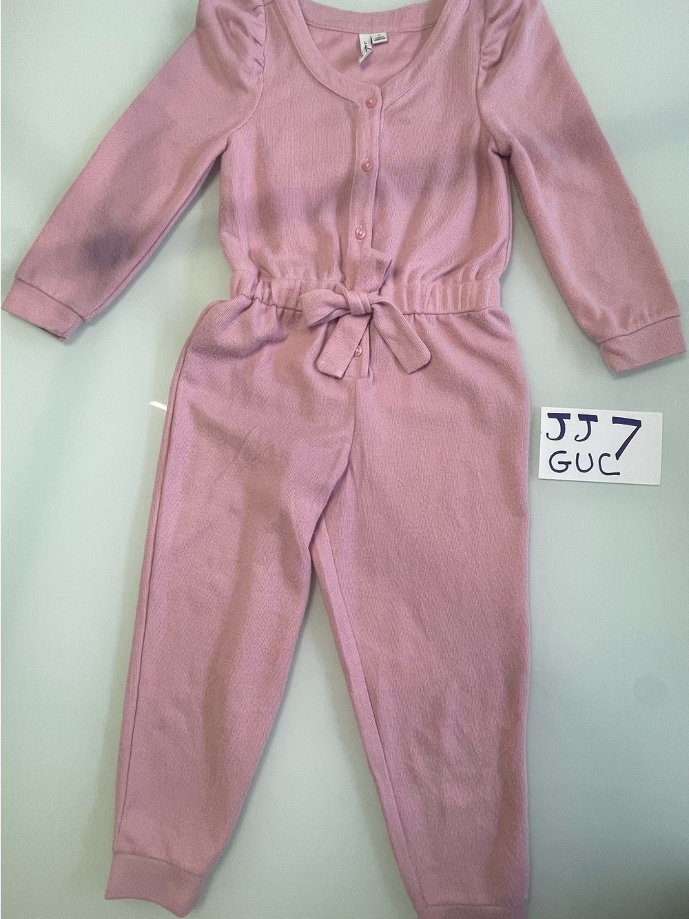 Janie and Jack Light Pink Girls' One-Piece Jumpsuit with Tie Waist